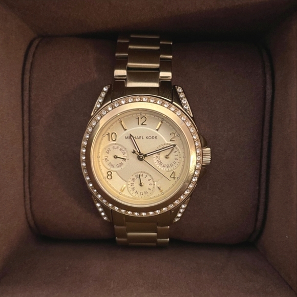 Michael Kors Accessories - Michael Kors Watch, Gold-Plated "Blair",‎ Rhinestones, Quartz, Stainless, NEW!